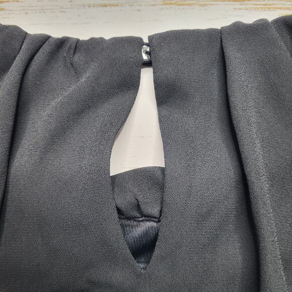 Madewell Sleeveless Chiffon Bubble Hem Top Black Flowy Jewel Neckline Small 6 - Picture 5 of 8